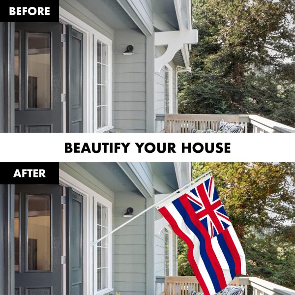 G128 Combo Pack: 6 Ft Tangle Free Aluminum Spinning Flagpole (White) & Hawaii HI State Flag 3x5 Ft, ToughWeave Series Embroidered 300D Polyester | Pole with Flag Included - Image 3