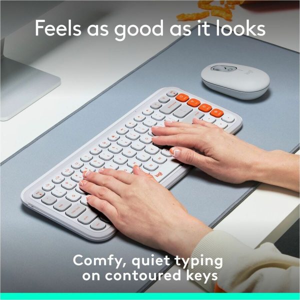 Logitech POP ICON KEYS Wireless Bluetooth Keyboard, Comfortable Typing, Programmable Keys, Easy-Switch Between up to 3 Devices (Off-white & Orange) - Image 3