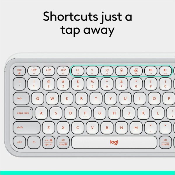 Logitech POP ICON KEYS Wireless Bluetooth Keyboard, Comfortable Typing, Programmable Keys, Easy-Switch Between up to 3 Devices (Off-white & Orange) - Image 9
