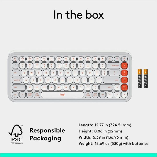 Logitech POP ICON KEYS Wireless Bluetooth Keyboard, Comfortable Typing, Programmable Keys, Easy-Switch Between up to 3 Devices (Off-white & Orange) - Image 10