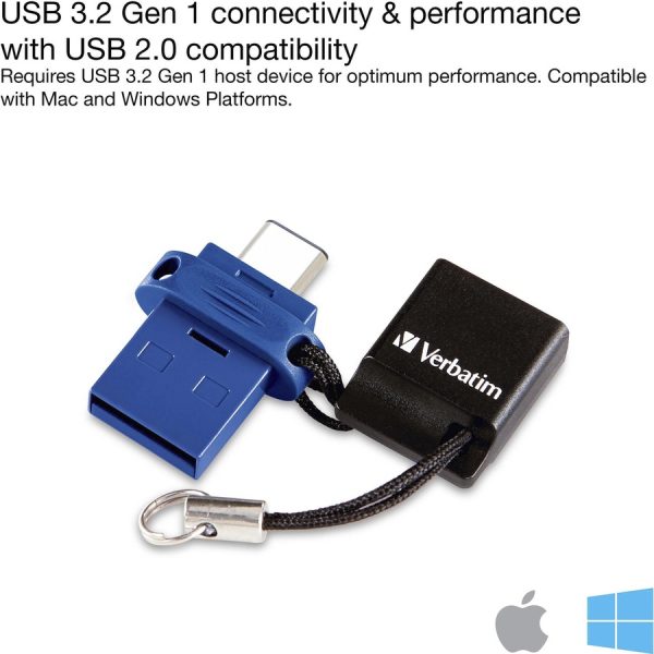 64GB Store 'n' Go Dual USB 3.2 Gen 1 Flash Drive for USB-C™ Devices - Blue - Image 5