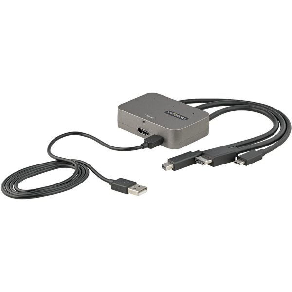 StarTech.com 3-in-1 Multiport to HDMI Adapter, 4K 60Hz USB-C, HDMI or Mini DP to HDMI Video Converter, Conference Room Digital AV Adapter - Image 2