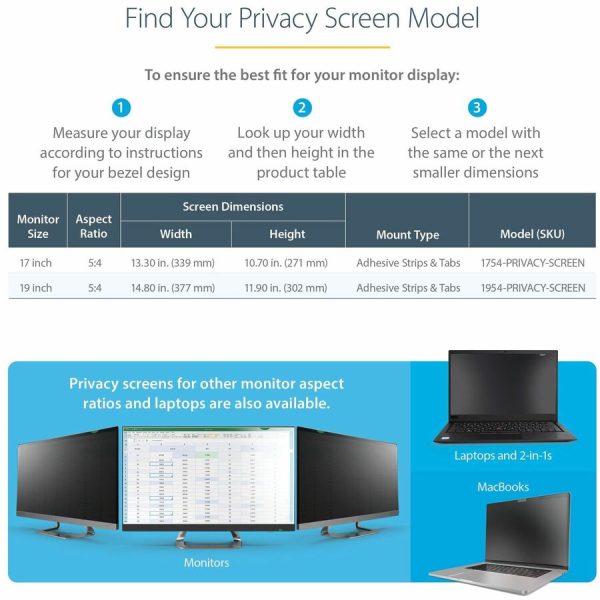 StarTech.com 19-inch 5:4 Computer Monitor Privacy Filter, Anti-Glare Privacy Screen w/51% Blue Light Reduction, +/- 30 deg. View Angle - Image 9