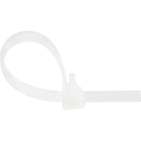 StarTech.com 8"(20cm) Reusable Cable Ties, 1-7/8"(50mm) Dia. 50lb(22Kg) Tensile Strength, Nylon, In/Outdoor, UL Listed, 100 Pack, White - Image 3