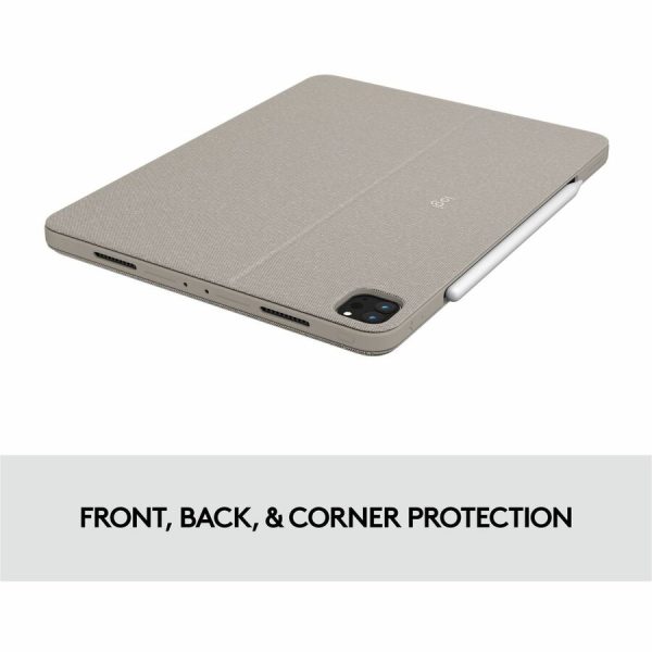 Logitech Combo Touch Keyboard/Cover Case (Folio) for 12.9" Apple, Logitech iPad Pro (5th Generation) Tablet - Sand - Image 9