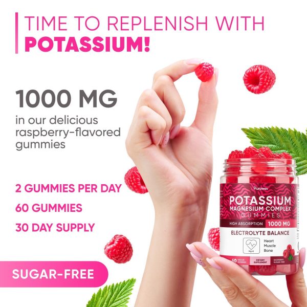 Potassium Magnesium Complex Gummies for Women and Men, High Absorption Potassium Citrate Supplement for Hydration, Muscle & Heart Health Support, Raspberry Flavor, Sugar-Free, 60 Veggie Gummies - Image 6