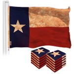 G128 10 Pack: Texas Tea-Stained Flag | 3x5 Ft | LiteWeave Pro Series Printed 300D Polyester | Vibrant Colors, Brass Grommets, Thicker and More Durable Than 100D 75D Polyester