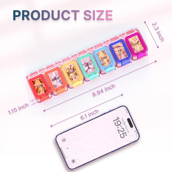 Weekly Medicine Pill Organizer Waterproof 7 Day Large Pill Box Daily Pill Case Cute Vitamin Organizer Portable Pill Container Travel Pills Holder XL Supplement Medication Dispenser One a Day - Image 4