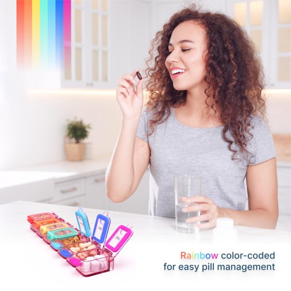 Weekly Medicine Pill Organizer Waterproof 7 Day Large Pill Box Daily Pill Case Cute Vitamin Organizer Portable Pill Container Travel Pills Holder XL Supplement Medication Dispenser One a Day - Image 6