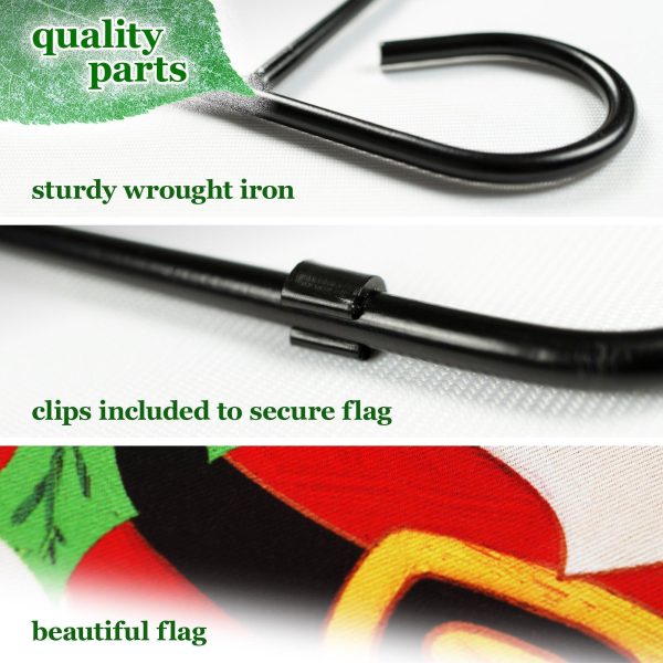 G128 Combo Pack: Garden Flag Stand Black 36 in x 16 in & Garden Flag Christmas Decoration Joyful Santa 12"x18" Double-Sided Blockout Fabric - Image 4