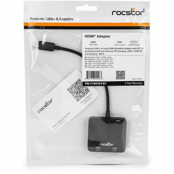 Rocstor Premium USB-C to Dual HDMI 4K@60Hz, 1x USB-C 100W Power Delivery PD - Image 7