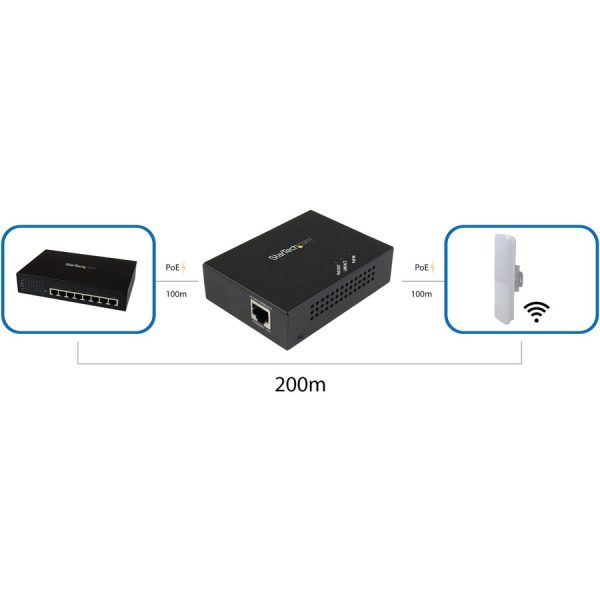 StarTech.com 1 Port Gigabit PoE+ Extender - 802.3at and 802.3af - 100 m (330 ft) - Power over Ethernet Extender - PoE Repeater Network Extender - Image 4
