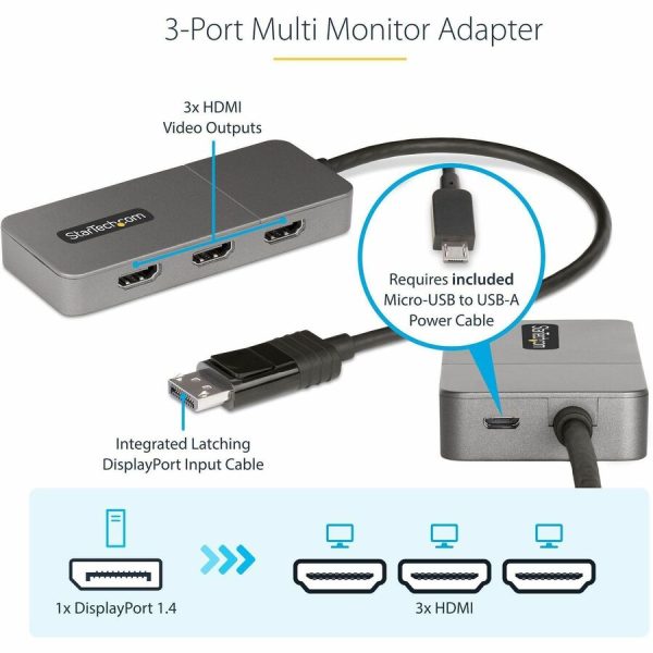 StarTech.com 3-Port MST Hub, DisplayPort to Triple 4K 60Hz HDMI, DP 1.4 Multi-Monitor Adapter, Windows Only - Image 3
