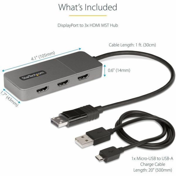 StarTech.com 3-Port MST Hub, DisplayPort to Triple 4K 60Hz HDMI, DP 1.4 Multi-Monitor Adapter, Windows Only - Image 5