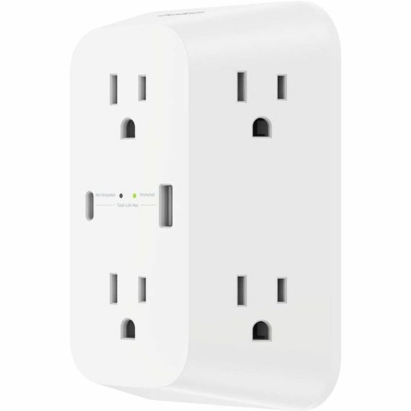 Belkin 6-Outlet Surge Protector Power Strip, Wall-Mountable with 6 AC Outlets, Overvoltage Protection, LED Indicator - USB-C Port & USB-A Port w/USB-C PD Fast Charging - 1680 Joules of Protection - Image 3