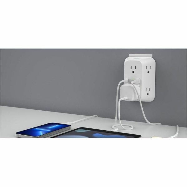 Belkin 6-Outlet Surge Protector Power Strip, Wall-Mountable with 6 AC Outlets, Overvoltage Protection, LED Indicator - USB-C Port & USB-A Port w/USB-C PD Fast Charging - 1680 Joules of Protection - Image 6