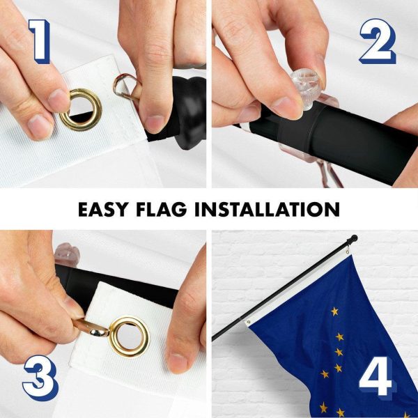 G128 Combo Pack: 6 Ft Tangle Free Spinning Flagpole (Black) & Alaska Flag 3x5 Ft Embroidered 220GSM Spun Polyester, Brass Grommets (Flag Included) Aluminum Flag Pole - Image 7
