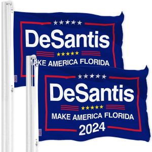 G128 2 Pack: DeSantis Election Make America Florida Flag | 3x5 Ft | LiteWeave Pro Series Printed 150D Poly | Election Flag, Vibrant Colors, Brass Grommets, Thicker and More Durable Than 100D 75D Poly