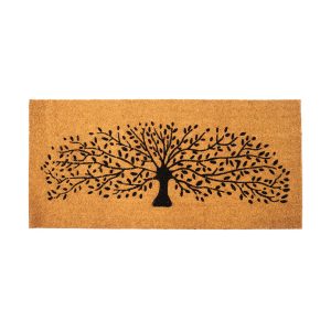 Extra Large Floor Mat for Patio Decor Coco Coir Mats with PVC Backing Non Slip Mat for Farmhouse and Home Decor Rustic Patio Mat with Beautiful Tree Print Beige 47 x22