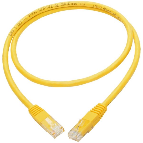 Eaton Tripp Lite Series Cat6 Gigabit Molded (UTP) Ethernet Cable (RJ45 M/M), PoE, Yellow, 3 ft. (0.91 m) - Image 5