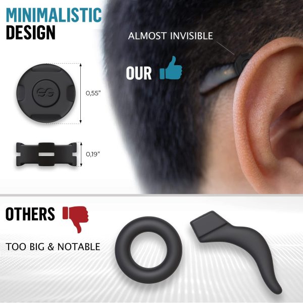 Eyeglass Ear Grips   Glasses Ear Cushion   Silicone Glasses Ear Grip   Eyeglass Accessories Glasses Grip   Ear Grips Hooks for Glasses   6 Pairs (Black) - Image 3