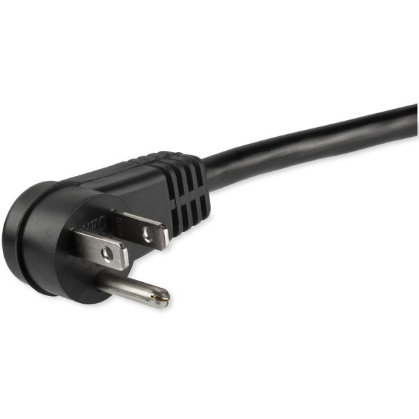 StarTech.com 1ft (0.3m) Power Extension Cord, Right Angle NEMA 5-15P to NEMA 5-15R, 13A 125V, 16AWG, Black, Outlet Extension Cable - Image 2
