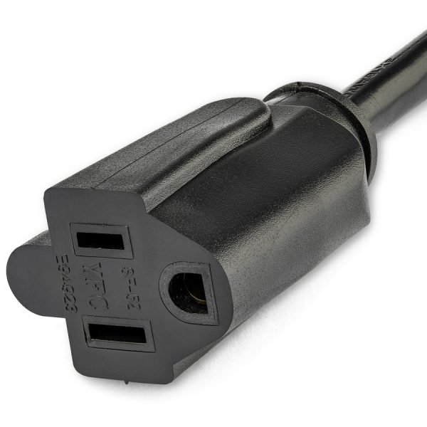 StarTech.com 1ft (0.3m) Power Extension Cord, Right Angle NEMA 5-15P to NEMA 5-15R, 13A 125V, 16AWG, Black, Outlet Extension Cable - Image 3