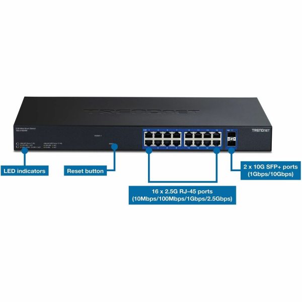 TRENDnet 18-Port Multi-Gig Web Smart Switch, TEG-3182WS, 16 x 2.5Gb Ports, 2 x 10Gb SFP+ Ports, NDAA TAA Compliant, Lifetime Protection, Remote Cloud Management, Black - Image 5
