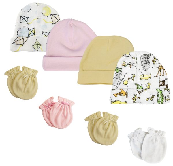 Boys Girls Caps And Mittens (pack Of 8) Nc_0296