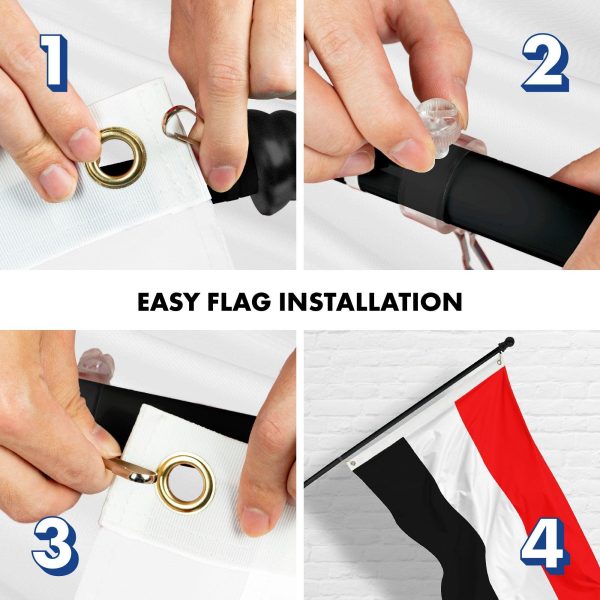 Flag Pole 6FT Black Tangle Free & Yemen Yemeni Flag 3x5 Ft Combo Printed 150D Polyester By G128 - Image 7