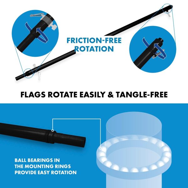 Flag Pole 6FT Black Tangle Free & Yemen Yemeni Flag 3x5 Ft Combo Printed 150D Polyester By G128 - Image 9