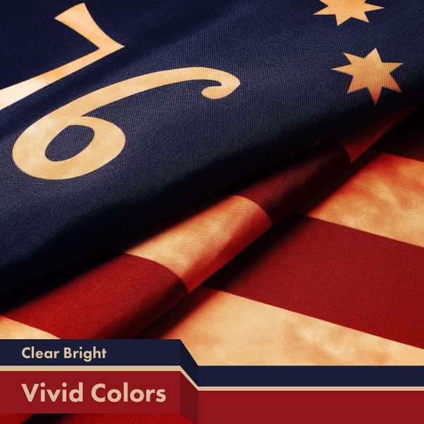 G128 2 Pack: Bennington 76 Tea-Stained Flag | 3x5 Ft | LiteWeave Pro Series Printed 300D Polyester | Historical Flag, Vibrant Colors, Brass Grommets, Thicker and More Durable Than 100D 75D Polyester - Image 3