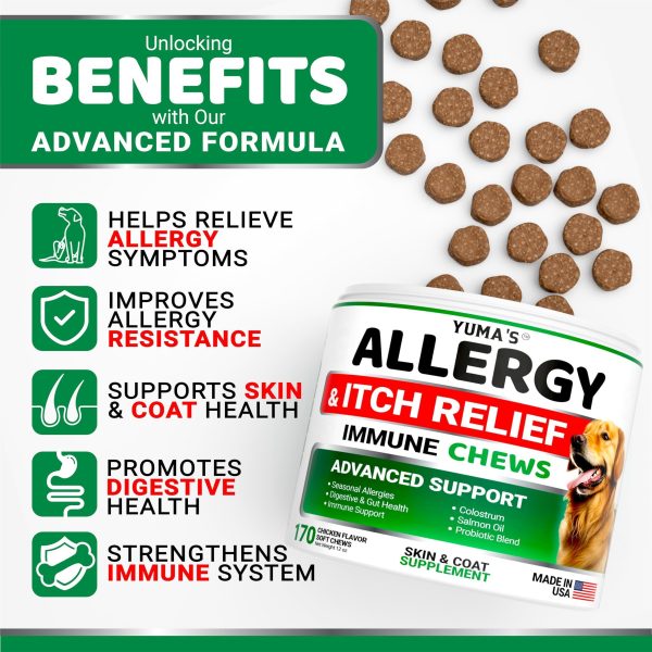 YUMA'S Dog Allergy Relief Chews   Dog Itching Skin Relief Treatment Pills   170 Treats   Anti Itch for Dogs   Itchy and Paw Licking   Dry Skin & Hot Spots   Omega 3 Fish Oil   Skin & Coat Supplement - Image 2