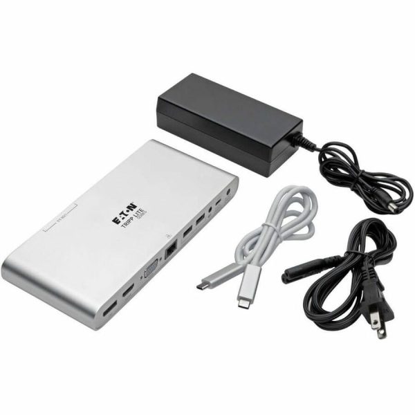 Eaton Tripp Lite Series USB-C Dock, Triple Display - 4K HDMI/DisplayPort, VGA, USB 3.x (5Gbps), USB-A/C Hub Ports, GbE, 100W PD Charging - Thunderbolt 3, Silver - Image 10