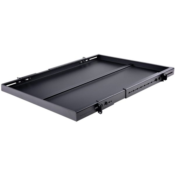 StarTech.com 1U 4-Post 19.5 to 38in Adjustable Mounting Depth Rack Mount Shelf - Heavy Duty Fixed Rack Shelf - 330 lb / 150kg - 27.5in Deep - Image 2