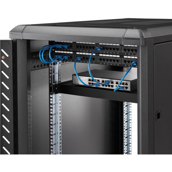 StarTech.com 1U 4-Post 19.5 to 38in Adjustable Mounting Depth Rack Mount Shelf - Heavy Duty Fixed Rack Shelf - 330 lb / 150kg - 27.5in Deep - Image 8