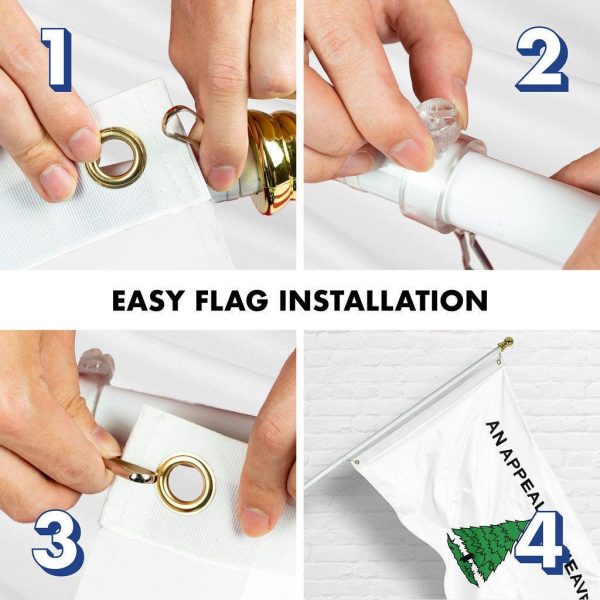 G128 Combo Pack: 6 Ft Tangle Free Aluminum Spinning Flagpole (White) & An Appeal to Heaven Flag 3x5 Ft, ToughWeave Series Embroidered 300D Polyester | Pole with Flag Included - Image 7