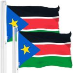 G128 2 Pack: South Sudan South Sudanese Flag | 3x5 Ft | LiteWeave Pro Series Printed 150D Polyester | Country Flag, Vibrant Colors, Brass Grommets, Thicker and More Durable Than 100D 75D Polyester