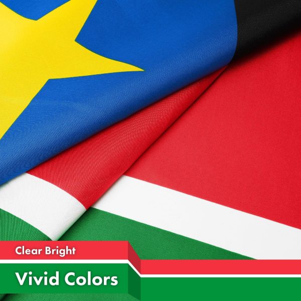 G128 2 Pack: South Sudan South Sudanese Flag | 3x5 Ft | LiteWeave Pro Series Printed 150D Polyester | Country Flag, Vibrant Colors, Brass Grommets, Thicker and More Durable Than 100D 75D Polyester - Image 3