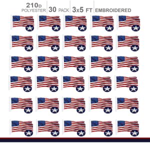 MULTI PACK: American Flag 210D Embroidered Polyester 3x5 Ft  - 30 PACK