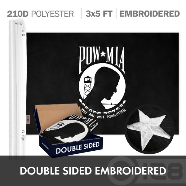G128 Combo Pack: USA American Flag 3x5 Ft Embroidered Stars & POW MIA Flag 3x5 Ft Embroidered Double Sided 2ply - Image 6