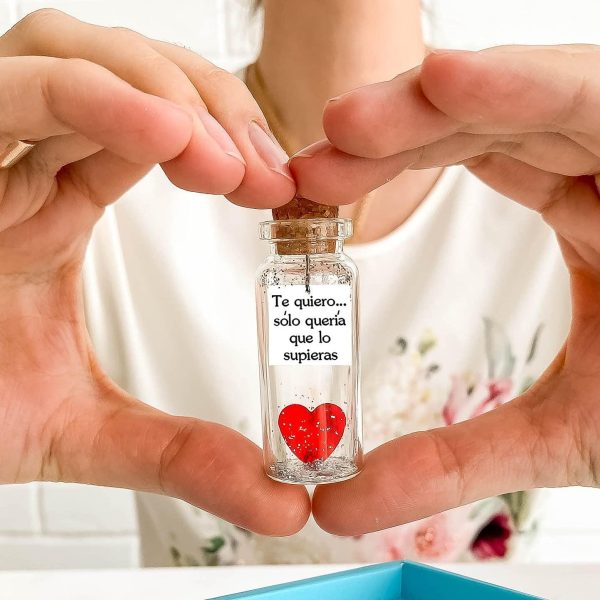 Mensaje romántico en una botella para regalar a tu novio o novia   Tarro de los deseos con una tarjeta para tu esposo o esposa (in a bottle Te quiero… sólo quería que lo supieras) - Image 2
