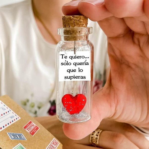 Mensaje romántico en una botella para regalar a tu novio o novia   Tarro de los deseos con una tarjeta para tu esposo o esposa (in a bottle Te quiero… sólo quería que lo supieras) - Image 4