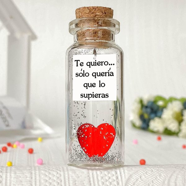 Mensaje romántico en una botella para regalar a tu novio o novia   Tarro de los deseos con una tarjeta para tu esposo o esposa (in a bottle Te quiero… sólo quería que lo supieras) - Image 5