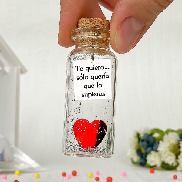 Mensaje romántico en una botella para regalar a tu novio o novia   Tarro de los deseos con una tarjeta para tu esposo o esposa (in a bottle Te quiero… sólo quería que lo supieras) - Image 6