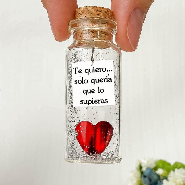 Mensaje romántico en una botella para regalar a tu novio o novia   Tarro de los deseos con una tarjeta para tu esposo o esposa (in a bottle Te quiero… sólo quería que lo supieras) - Image 7