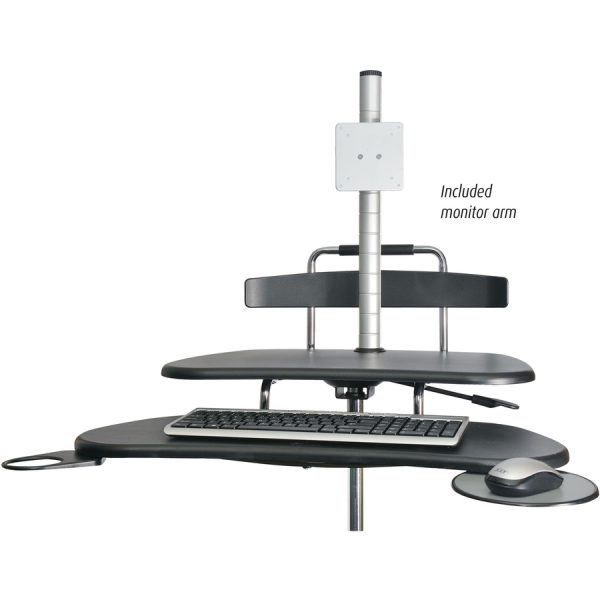 Kantek Mobile Height Adjustable Computer Workstation w/ LCD Mount - Image 2