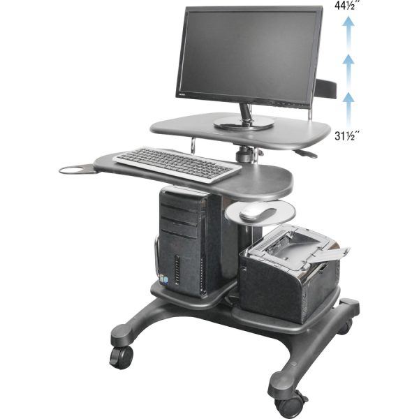 Kantek Mobile Height Adjustable Computer Workstation w/ LCD Mount - Image 3
