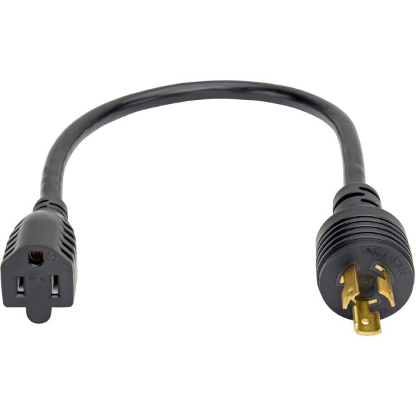 Eaton Tripp Lite Series Power Cord Adapter, NEMA 5-15R to NEMA L5-15P - Heavy-Duty, 15A, 120V, 14 AWG, 1 ft. (0.31 m), Black - Image 2