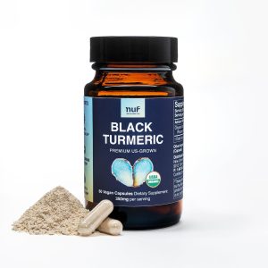 NUF  Organic Black Turmeric 350mg Whole Root Vegan Capsules  US Grown  Gluten Free   Non GMO  Joint Support   Healthy Inflammatory Response   Proper Immune Function